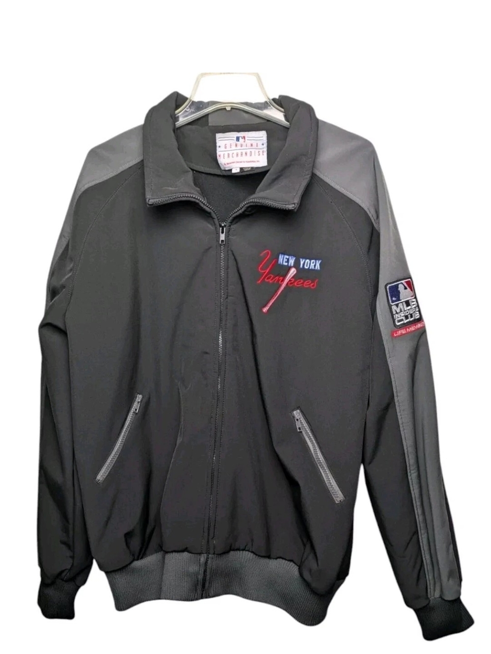 New York Yankees Jacket Large MLB Insiders Club Genuine Merchandise Black Gray
